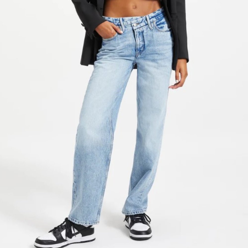 Good American Good '90s Crossover Straight Leg Jeans